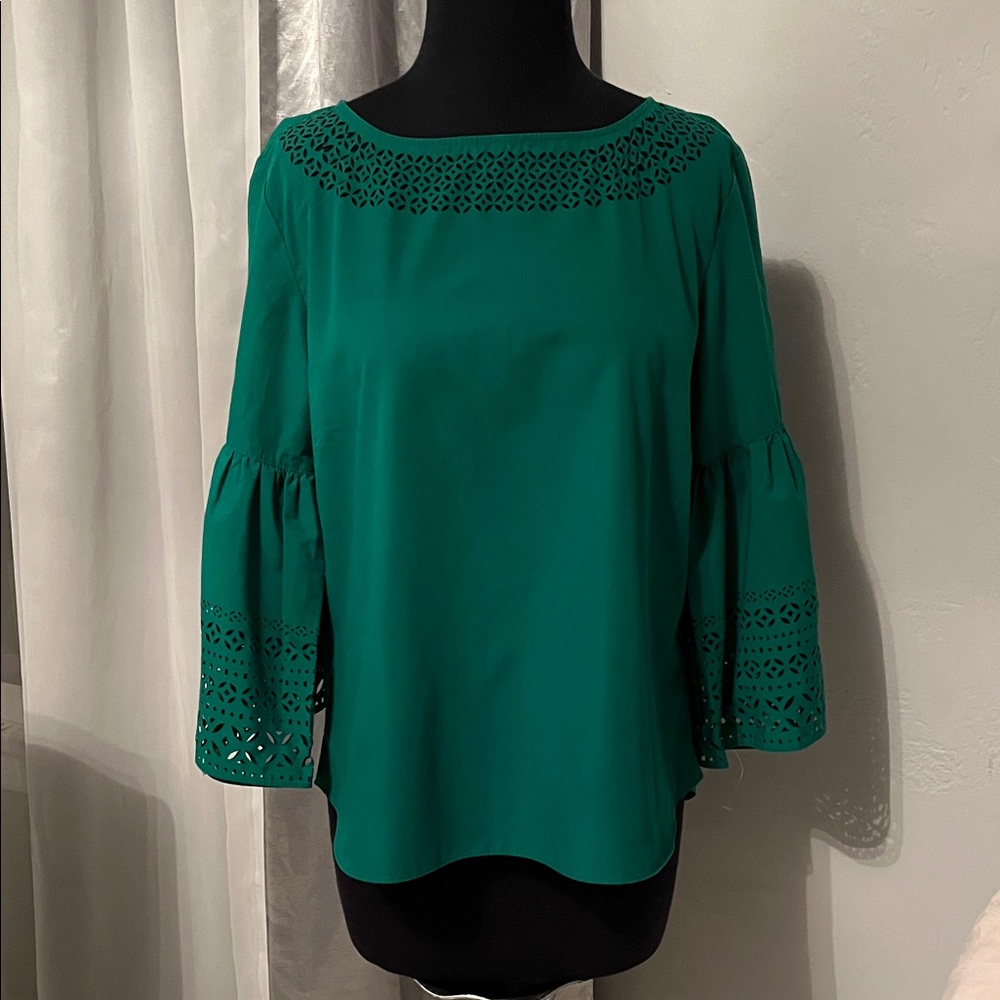 Lauren Ralph Lauren Teal Blouse with Lace Accents